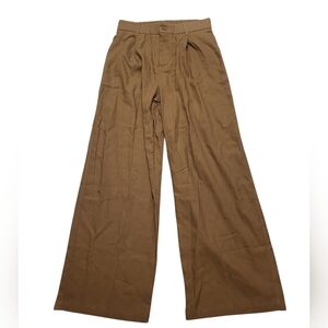 Willit Linen Blend Wide Leg Brown Trousers Pants Size Medium